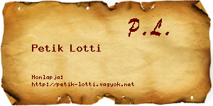 Petik Lotti névjegykártya